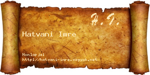 Hatvani Imre névjegykártya